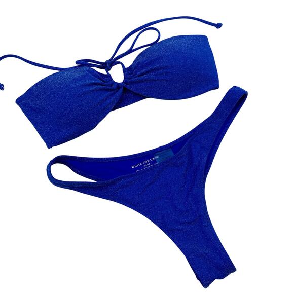 White fox blue sparkle bikini L/XL